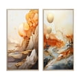thumbnail image 2 of Designart "Abstract Mountain Landscape Illuminated by Full Moon I" Abstract Landscape Framed Wall Art Set Of 2 - Modern Gold Framed Canvas Set For Living Room Decor, 2 of 6