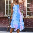 thumbnail image 4 of Amzcrzy Women's Casual Flowy Summer Dress Tie Dye Hankerchief Beach Dresses Spaghetti Strap Sleeveless High Waist Scoop Neck Beach Maxi Sun Dresses, 4 of 5