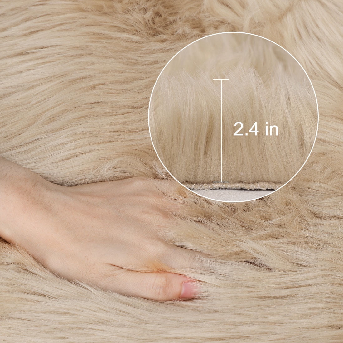Unique Bargains Faux Sheepskin Rugs Plush Area Rug Khaki 2x3 Feet