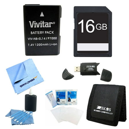 Special EN-EL14/ENEL14a Replacement battery Kit For NIKON DSLR D5300 D5200 D5100 D3300 D3200 D3100, COOLPIX P7800 P7700 P7100 P7000, Nikon DF Cameras - Includes: 1 Vivitar 2300mAh Li-ion Battey 16 GB