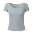 thumbnail image 3 of TYGHBN Women's T Shirts Short Sleeve Neck Basic Going Out Tops Fashion Slim Fit Tee Cloud Pro Mens Thermal Shirt Pack Womens plus Thermal Top Thermal Underwear Woman Thermal Tops Women Winter Long, 3 of 6