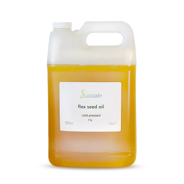 Soapeauty Aceite de semilla de lino sin refinar prensado en frío puro y natural | para piel, cabello y recetas caseras | Fuente de Omega-3 y ALA | 7 libras
