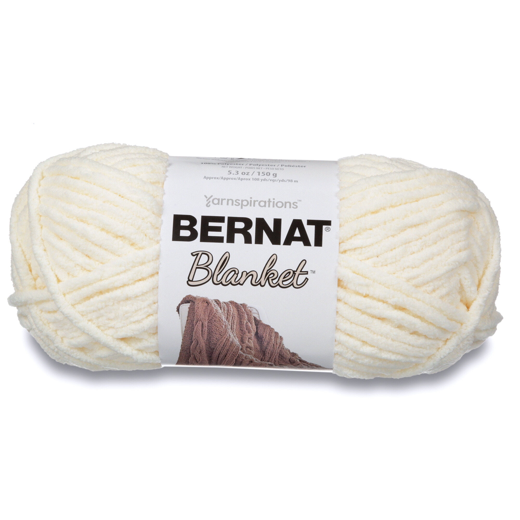 Bernat Blanket Yarn, Vintage White, 5.3oz(150g), Super Bulky, Polyester