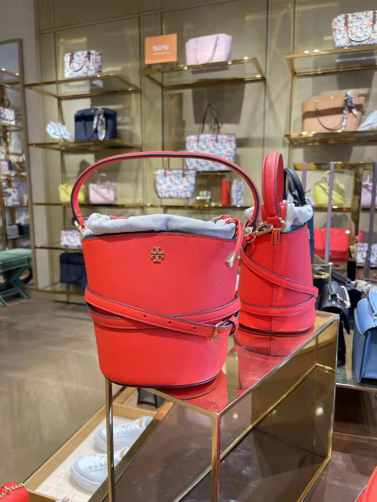 Tory Burch Bags | Tory Burch Emerson Mini Bucket Bag Nwt | Color: Red | Size: Os | Aprilkennedy57's Closet