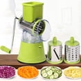 thumbnail image 2 of Rallador de queso giratorio de mano, cortador de verduras de cocina, triturador multifunción, trituradora fácil de limpiar con 3 cuchillas de acero - Verde Sunnimix cortador de verduras rotativo manual, 2 of 8