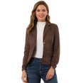 thumbnail image 1 of Chaqueta de gamuza sintética Allegra K con cordón delantero abierto informal de manga larga para mujer marrón S, 1 of 6