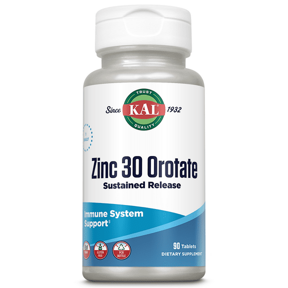 KAL Zinc Orotate Sustained Release 30mg | Healthy Protein Synthesis, Growth, Energy & Metabolism Support | 90 Tablets