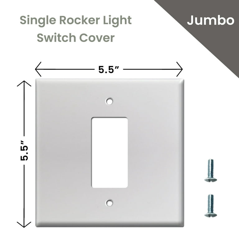 Oversized Metal Light Switch Plate 5 Jumbo 2 Gang 1 Centered Stainless Steel Extra Large Size Smooth Wall Outlet Blank One Single Rocker Double