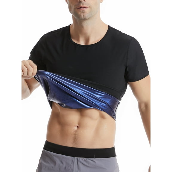 Lalamelon Men's Sauna Suit Shirt Heat Trapping Sweat Compression Shapewear Top Workout Shaper