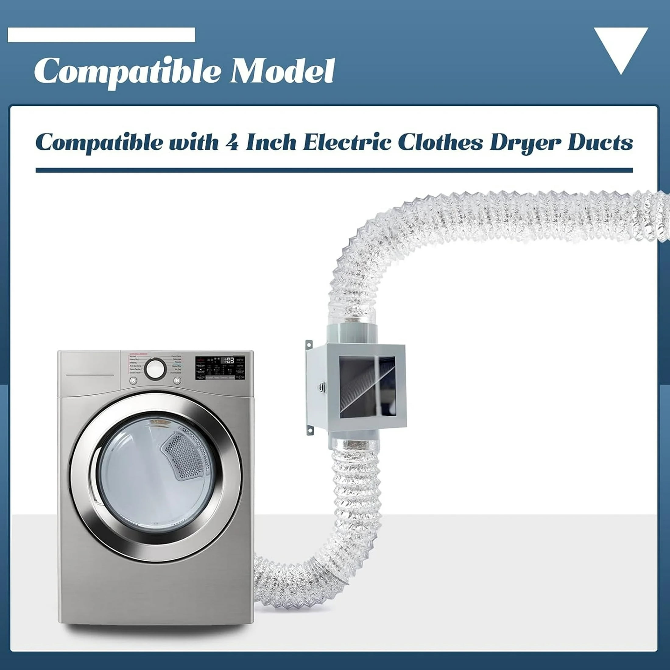 Metal Dryer Duct Lint Trap, Indoor Dryer Vent Kit Compatible with Electric Clothes Dryer with 4" 8FT Dryer Vent Hose 2 Clamps 2 Stainless Steel Mesh