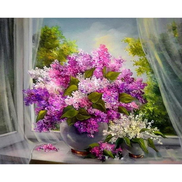 Cuadros Decorativos Pintura por números Kit Craft DIY Flores moradas Digital Oil Art Picture Decor Ehuebsd Nuevos Originales