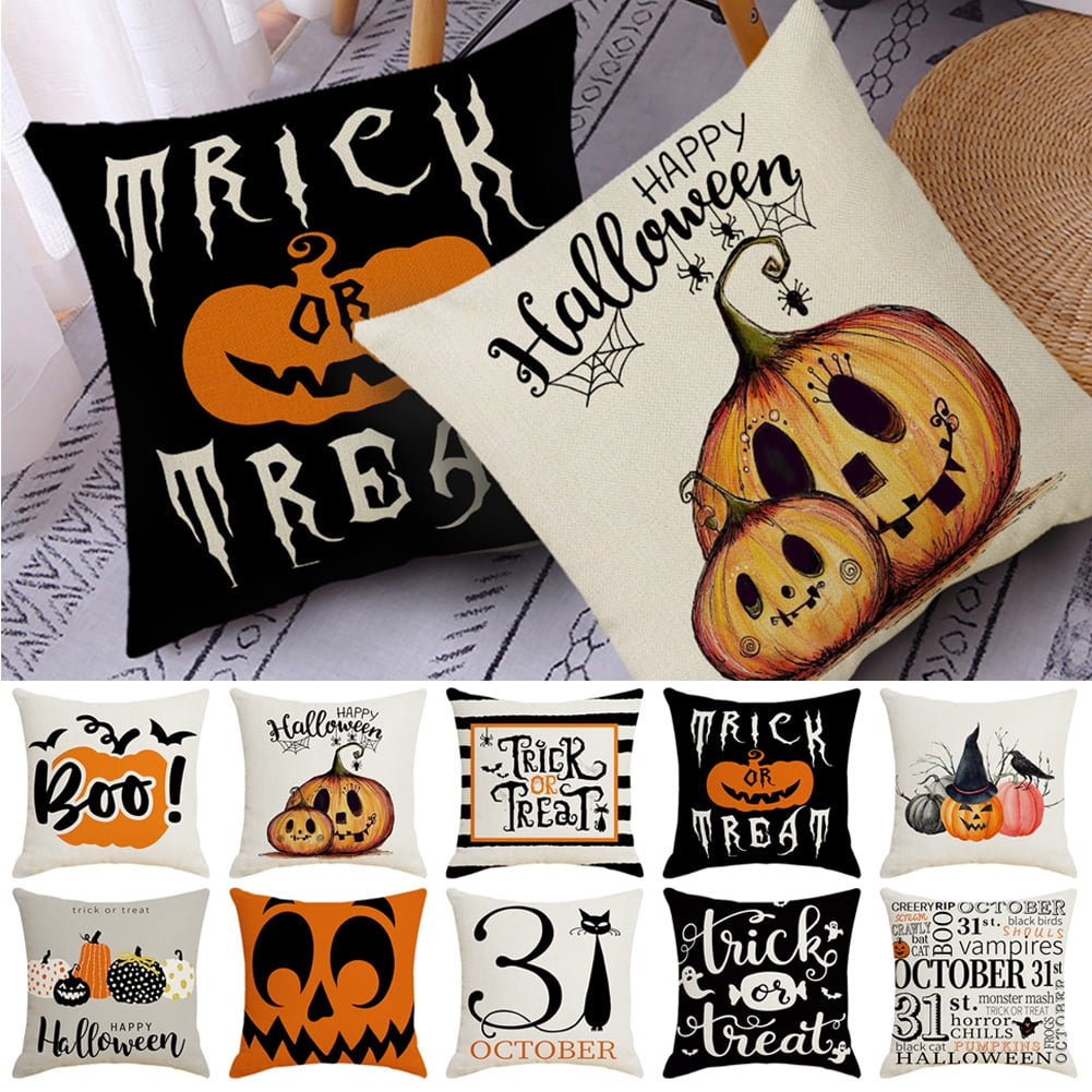Travelwant Halloween Pillow Covers, Outdoor Pumpkin Halloween Throw Pillow Covers 18x18 Inch