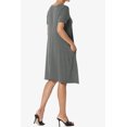 thumbnail image 4 of Robe T-Shirt Évasée à Manches Courtes Col Bateau Longueur Genou avec Poche pour Femmes PLUS, 4 of 6