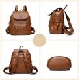 thumbnail image 6 of Sunyuer Vintage Soft PU Leather Backpack for Women, Large Capacity Multi-Pocket Casual Daypack, Adjustable Strap Fashion Shoulder Rucksack for Commute Travel Daily Work, 6 of 8
