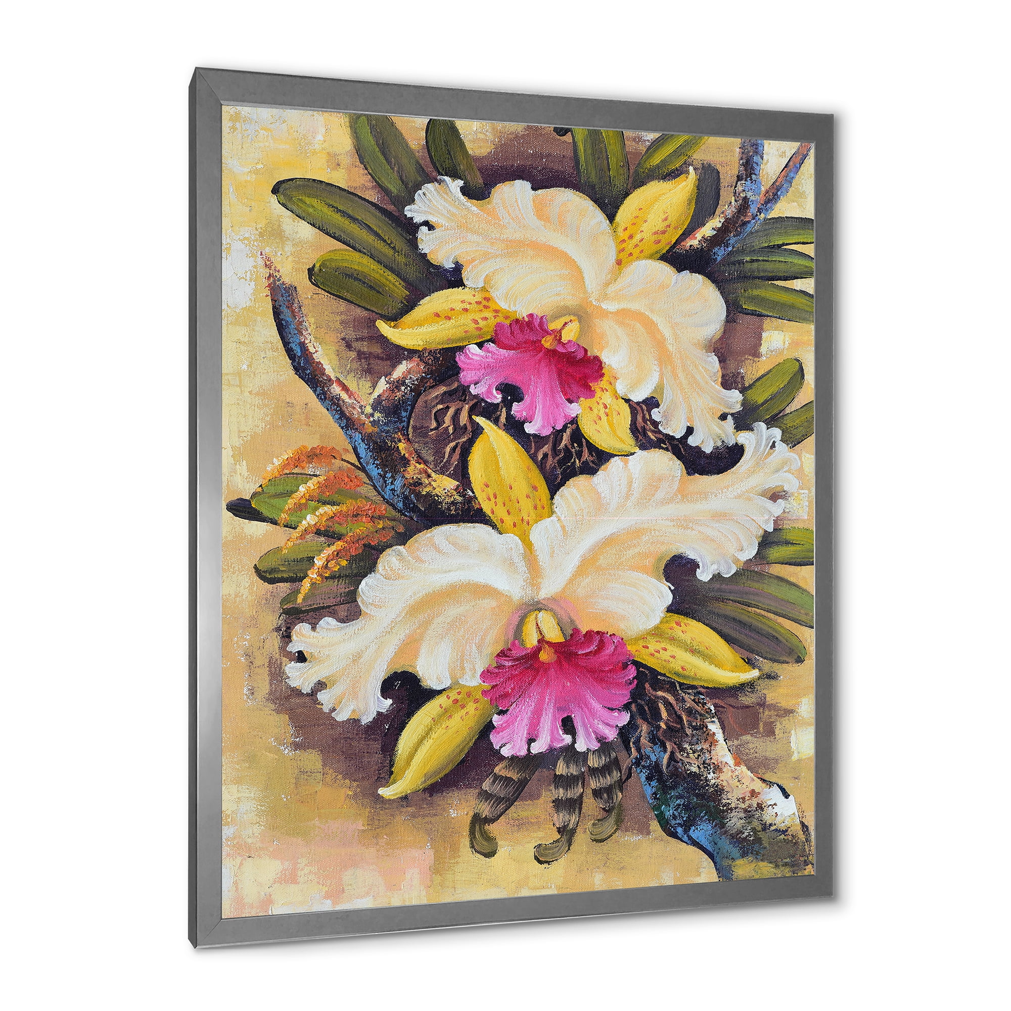Designart 'Ancient Forest Orchids II' Traditional Framed Art Print