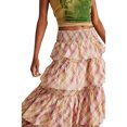 thumbnail image 3 of VISgogo Faldas largas para mujer, patrón floral/a cuadros, faldas holgadas de cintura alta de múltiples capas, pantalones casuales de estilo urbano simple VISgogo moda, 3 of 5