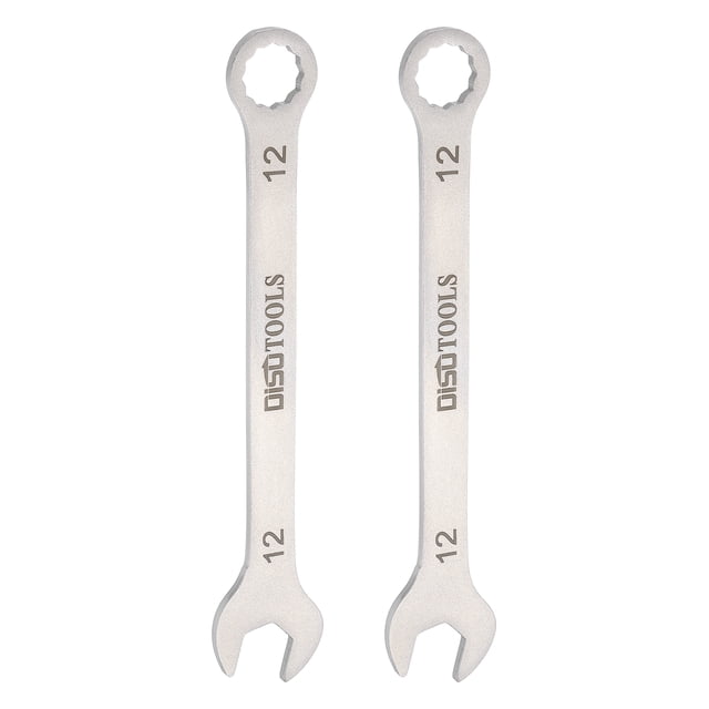 Uxcell 2pcs Thin Combination Wrench Metric 12mm Torx Ended Box 15 Degree Offset Open End Stainless Steel