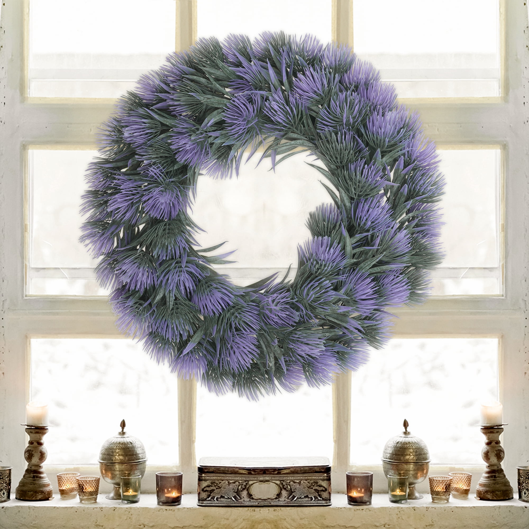 Unique Bargains Front Door Wreaths Artificial Farmhouse Wreaths All Seasons Decor Purple
