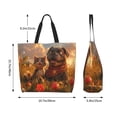 thumbnail image 5 of Pofeuu Cat Dog Friendship Print Reusable Grocery Bags - Washable, Foldable, Packable Tote, Large Handles, Heavy Duty, Zippered Top Pouch, 5 of 8