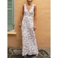 thumbnail image 2 of JYYYBF Womens Long Slim Tank Dress Summer Sleeveless Open Back Deep V Neck Floral Print Dresses, 2 of 8
