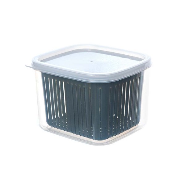 Matsuzay Caja de mantenimiento fresco PP refrigerador jengibre ajo escurridor con tapa cuadrada filtro de conservación de frescura cesta cocina Organizadores de utensilios de cocina Verde oscuro Matsuzay HA070893-03