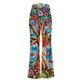 thumbnail image 4 of JURANMO Flare Pants for Women, Boho Hippie Pants Cute Floral Print Teen Girls Legging Yoga Pants Comfty High Waist Bell Bottom Pants Big Deal Days Green XL, 4 of 7