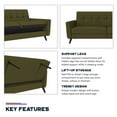 Queer Eye Liam Futon with Storage, Olive Green Linen