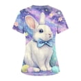 thumbnail image 4 of Women's V-Neck Short Sleeve Easter Bunny Print Scrub Tops - Medical Workwear for Easter & Daily Shift, 4 of 4
