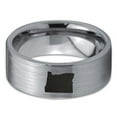 thumbnail image 2 of Tungsten Oregon The Beaver State Band Ring 8mm Men Women Comfort Fit Gray Flat Cut Brushed Polished, 2 of 4