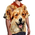 thumbnail image 2 of Pixel Dog Men's Short Sleeve Poplin Shirt with Spread Collar Tops, Casual Printed Button Down, Summer Beach Shirt for Men - Unisex, Stylish Men's Shirts, 2 of 6