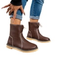 thumbnail image 2 of YOUYEDIAN Boots for Women Fashion Lace-up Versatile Round Toe Low Heel Ankle Booties Casual Comfy Flat Walking Shoes, 2 of 5