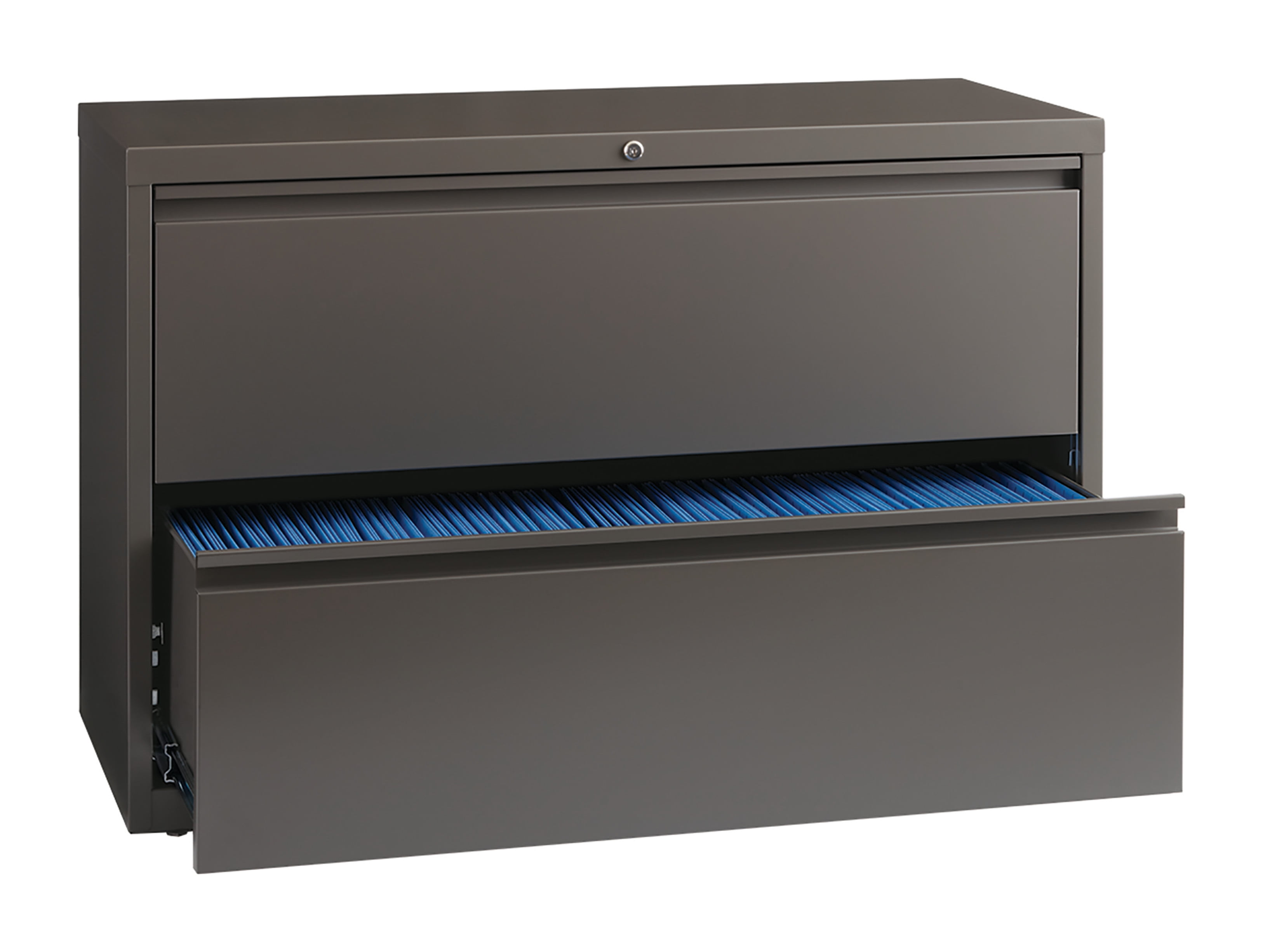 Hirsh 42 Inch Wide 2 Drawer Metal Lateral File Cabinet for Home and Office, Holds Letter, Legal and A4 Hanging Folders, Medium Tone Brown