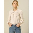 thumbnail image 3 of INSPIRE CHIC Blusa Camisa Tops Con Botones Manga Larga Pu?o Elástico Detalle De Volantes Para Mujeres Albaricoque XL, 3 of 6