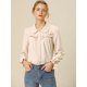 thumbnail image 3 of INSPIRE CHIC Blusa Camisa Tops Con Botones Manga Larga Pu?o Elástico Detalle De Volantes Para Mujeres Albaricoque L, 3 of 6