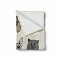 thumbnail image 2 of Indie Soft Flannel Fleece Throw Blanket, Different Breeds Cat Portraits in Doodle Style and Funny Animals Kittens, Cozy Plush for Indoor and Outdoor Use, 50" x 60", Tan Beige Taupe, by Ambesonne, 2 of 6