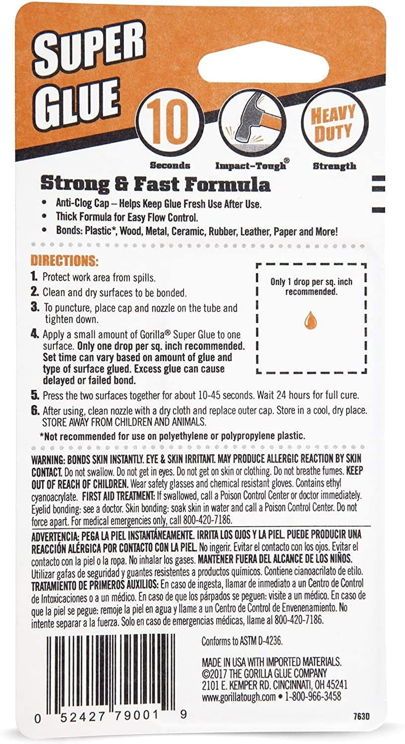 10-pack Gorilla Super Glue Gel - Fast Dry, Clear - 10 Pack, 20g Each — Residential Use, Standard Application