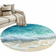 thumbnail image 2 of Summer Beach Coastal Round Rugs 4ft, Watercolor Seaside Waves Ocean Non Slip Washable Rug Runner, Low Pile Indoor Floor Carpet Mat Bathroom Rugs for Living Room, Bedroom, Kids Room, 2 of 9