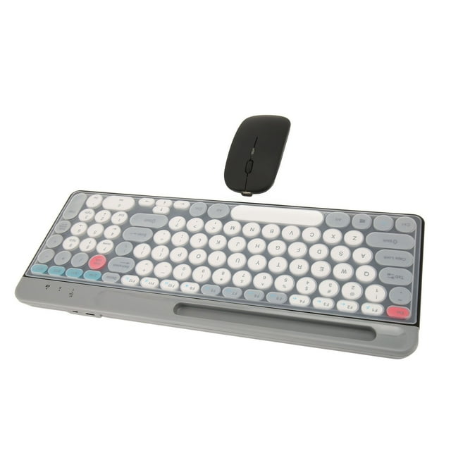 2.4G Keyboard Mouse Set, Compact Desktop Gaming Keyboard and Mouse, Retro Keyboard with Round Keycaps Small Mouse for PC Laptop for