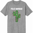 thumbnail image 3 of Feliz Navidad Christmas Cactus Adult Heather Gray Crew Neck Short Sleeve Tee-Medium, 3 of 4
