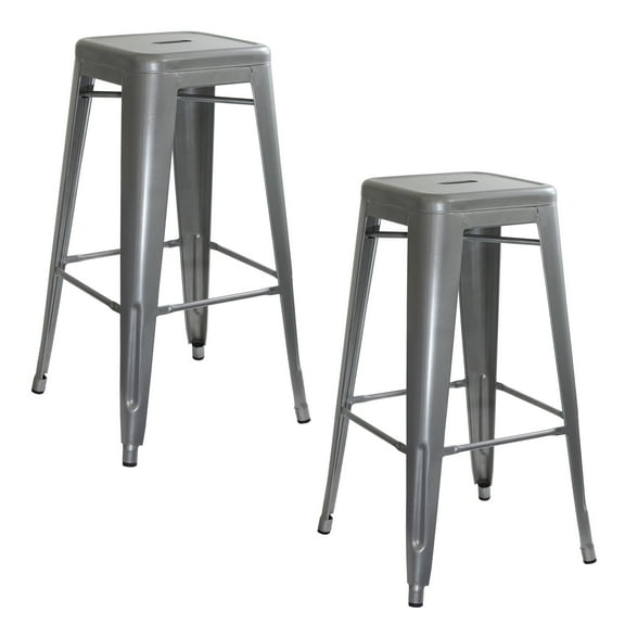 AmeriHome 2 Piece 30-inch Silver Finish Metal Backless Bar Stools