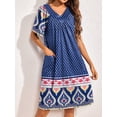 thumbnail image 4 of Avidlove Women's House Dress Print Nightgown with Pockets Comfy Short Sleeve Nightdress, 4 of 6