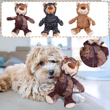 BESTSKY Indestructible Bear, Dog Toys for Aggressive Chewers, Squeaky Plush Interactive Dog Toys for Small and Large Dogs