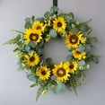 thumbnail image 3 of Morttic 18”Artificial Sunflower Spring Wreath Rustic Farmhouse Decorative Floral Wreath for Front Door Window Wedding Outdoor Wreath, Yellow, 3 of 8