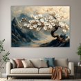 thumbnail image 6 of Mudket White Plum Blossom with Gold Branch & Mountain Canvas Wall Art, Vintage Floral Wall Decor, Framed Ready to Hang Artwork for Living Room Bedroom Office - 12"L x 8"W, 6 of 10