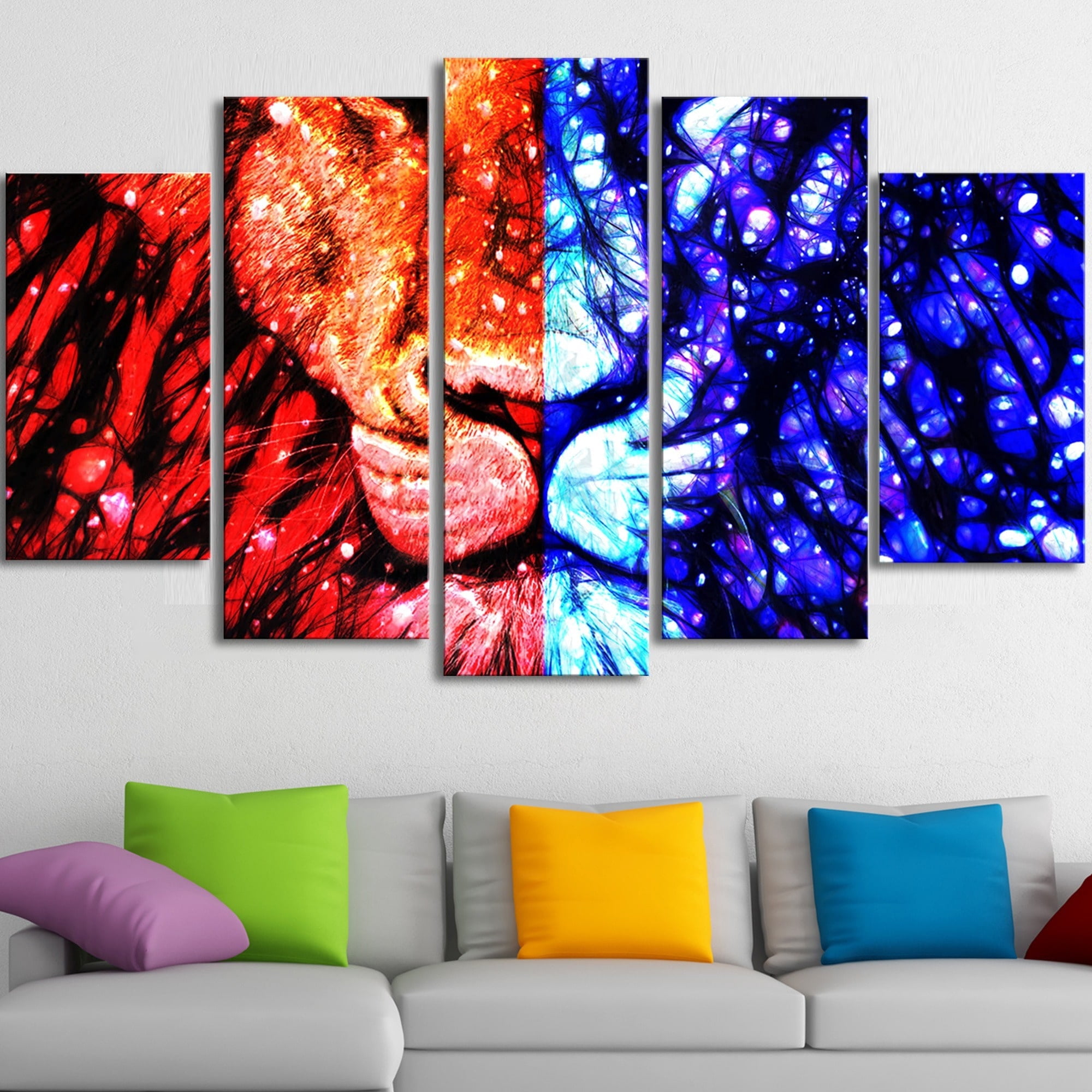 Design Art King of the Jungle - Lion Graphic Art on Wrapped Canvas