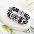 thumbnail image 3 of Opvise Faux Leather Bracelet Bohemian Multilayer Beads Vintage Geometric Decorative Gift Men Women Turkish Evil Eye Charm Bracelet Jewelry for Daily Life, 3 of 8
