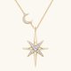 thumbnail image 1 of Collar de diamantes con estrella de ocho puntas, colgante de estrella para mujer, temperamento versátil, cadena de clavícula de plata pura, 1 of 5