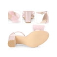 thumbnail image 2 of BLISSFUL STEP Women's Strappy Bow Tie Block High Ankle Heel Sandals Pink 7, 2 of 5