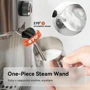 HiBREW 20 Bar Semi Automatic Espresso Machine for Home, Stainless Steel Coffee Maker with Steam Wand H10B