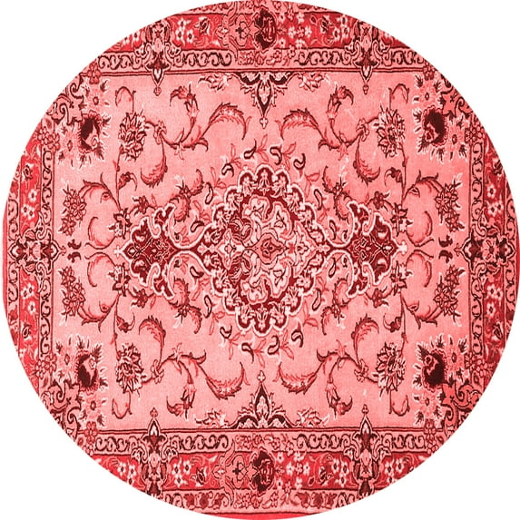 Ahgly Company Indoor Round Medallion Red Traditional Area Rugs, 5' Round